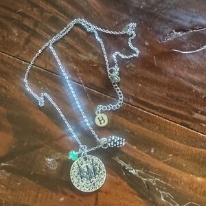 Beehive Silver Pendant Necklace with Green Accent